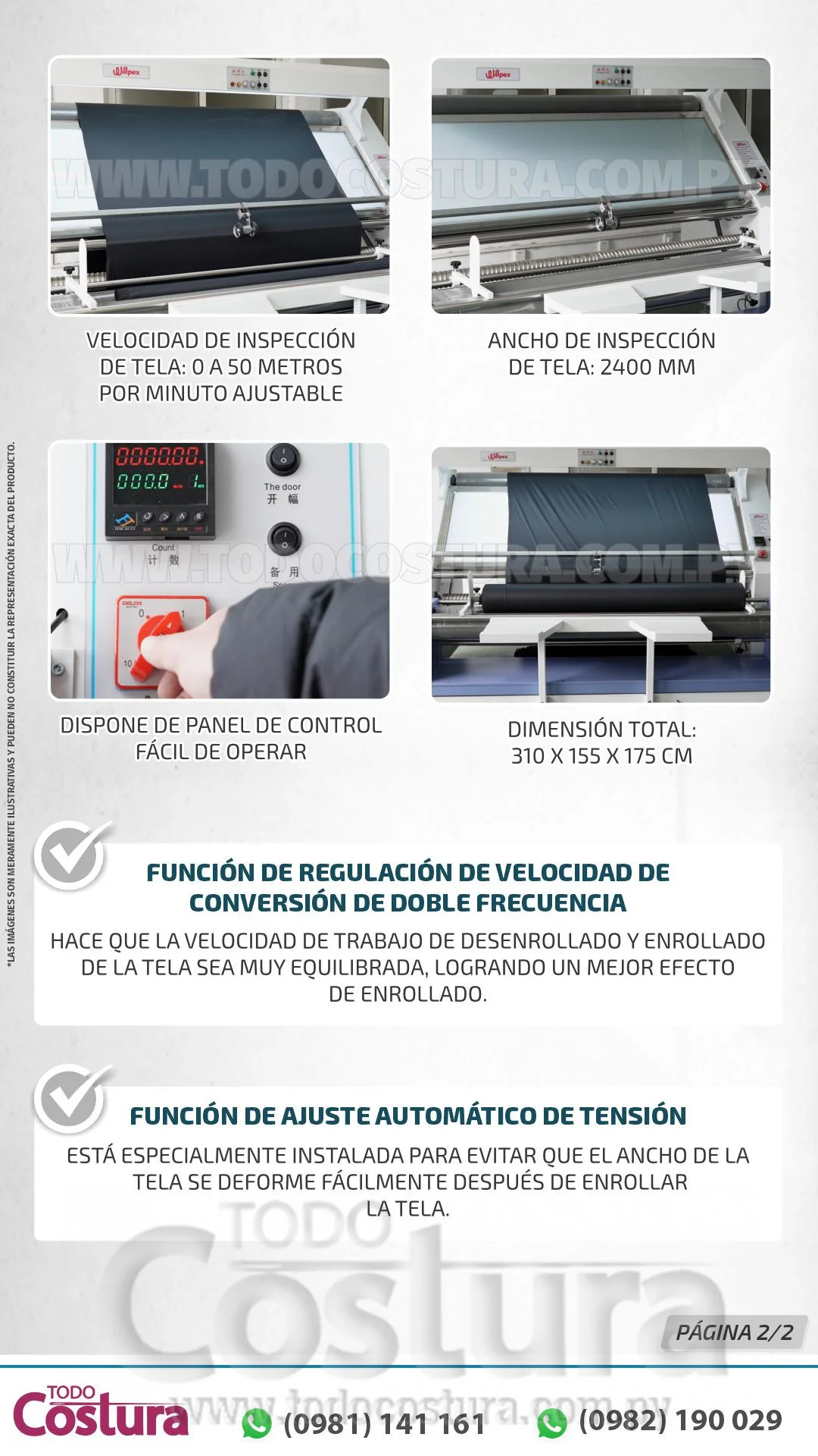MAQUINA INSPECCION DE TEJIDOS WILLPEX WP-780Y-180