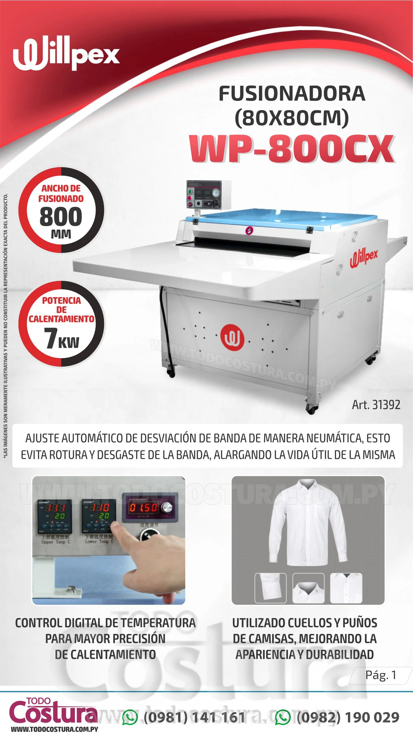 MAQUINA FUSIONADORA (80X80CM) WILLPEX WP-800CX