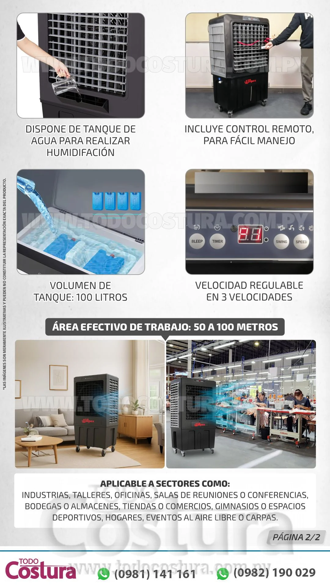 CLIMATIZADOR INDUSTRIAL POR AGUA (12000CMH - 420W) WILLPEX VAB12-EQ