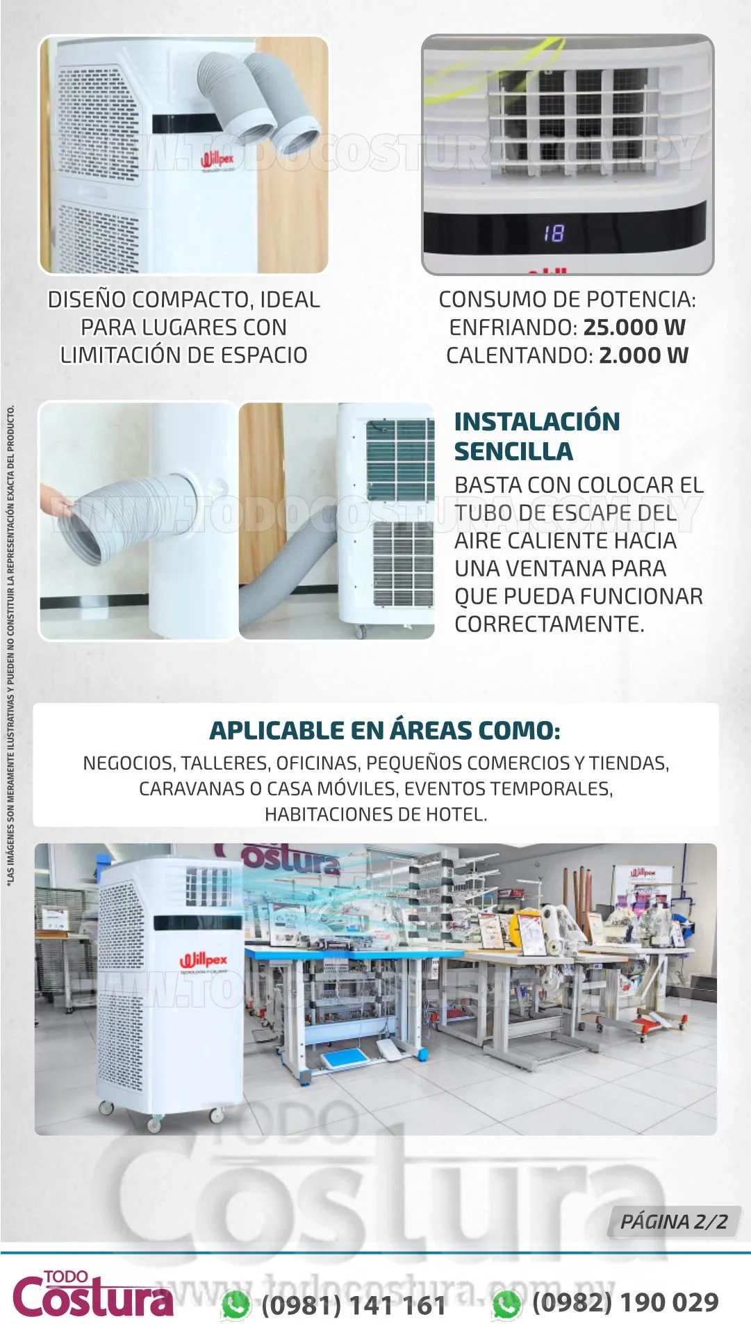 AIRE ACONDICIONADO PORTATIL (24000BTU - 7000W) WILLPEX PC70R-MMA
