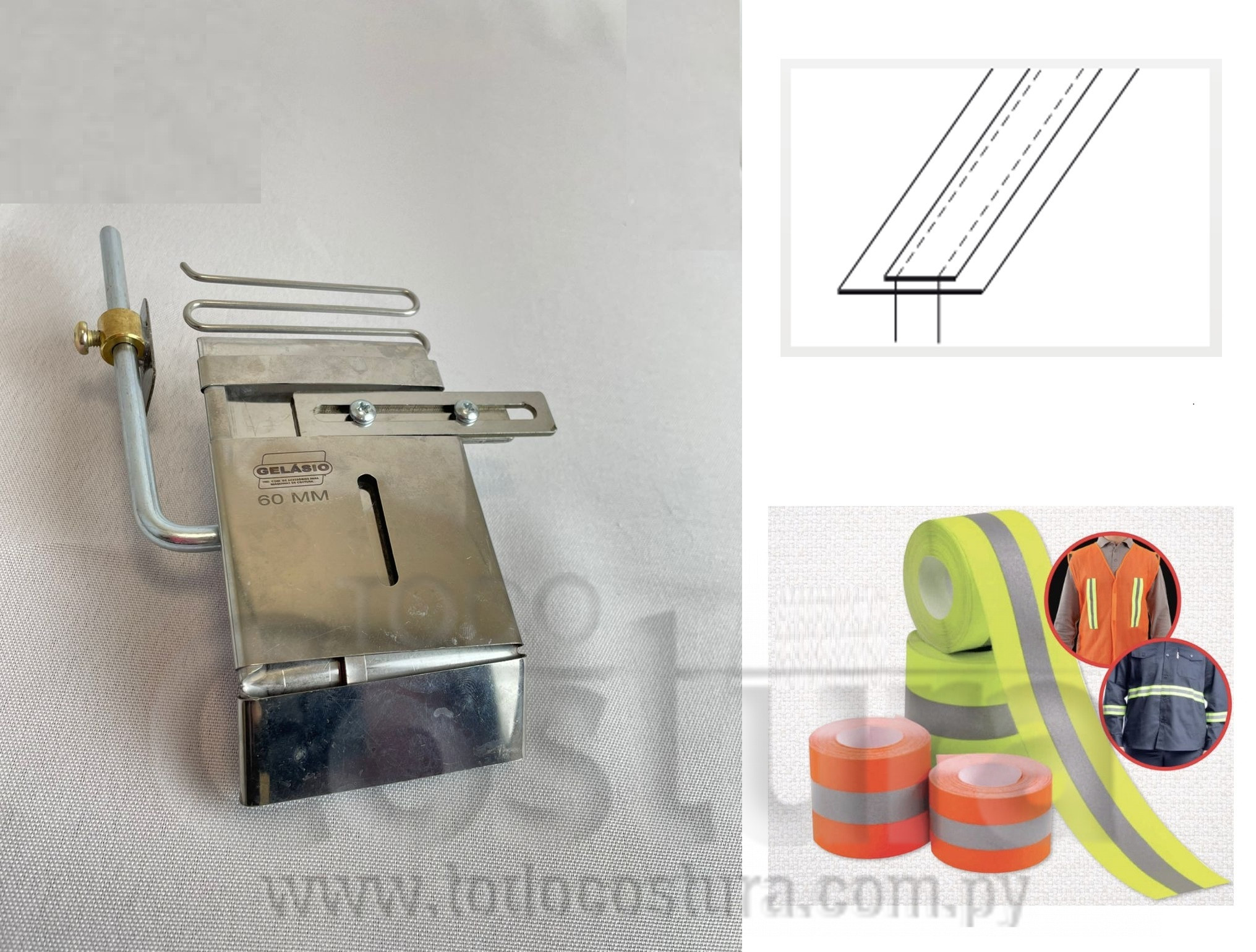 GUIADOR (REGULABLE) PARA CINTAS (CON SOPORTE) PARA MAQUINA ENGOMADORA