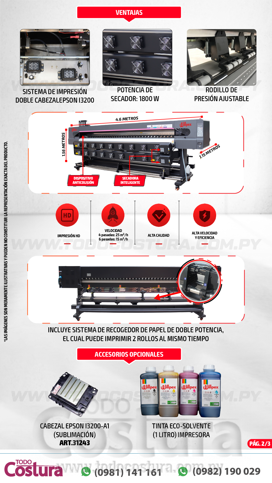 IMPRESORA ECO-SOLVENTE (2 CABEZALES - 3,20 METROS) WILLPEX Q3202-I3200-E1