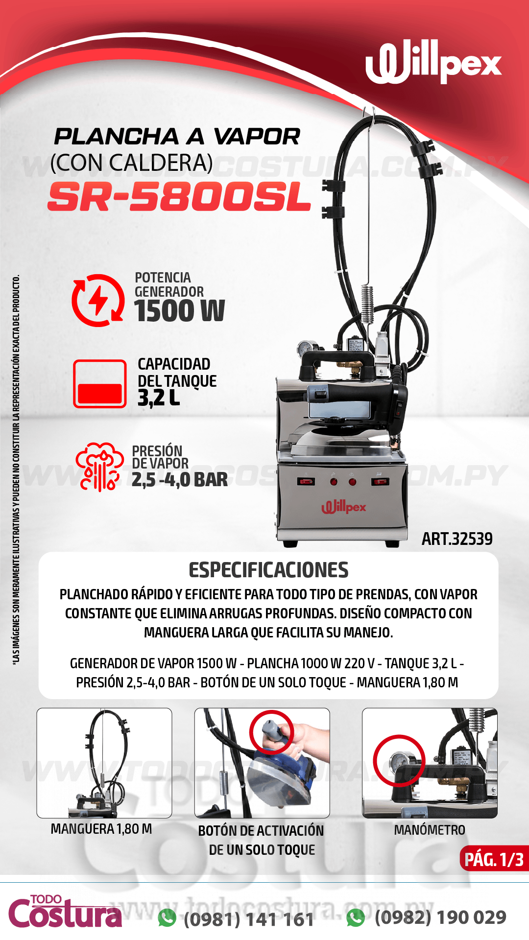PLANCHA A VAPOR (CON CALDERA) WILLPEX SR-5800SL