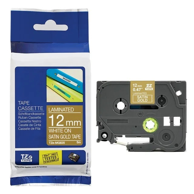 ETIQUETA SATINADO (DORADO/BLANCO - ANCHO: 12MM - 8 METROS) ETIQUETADORA WILLPEX WP3200