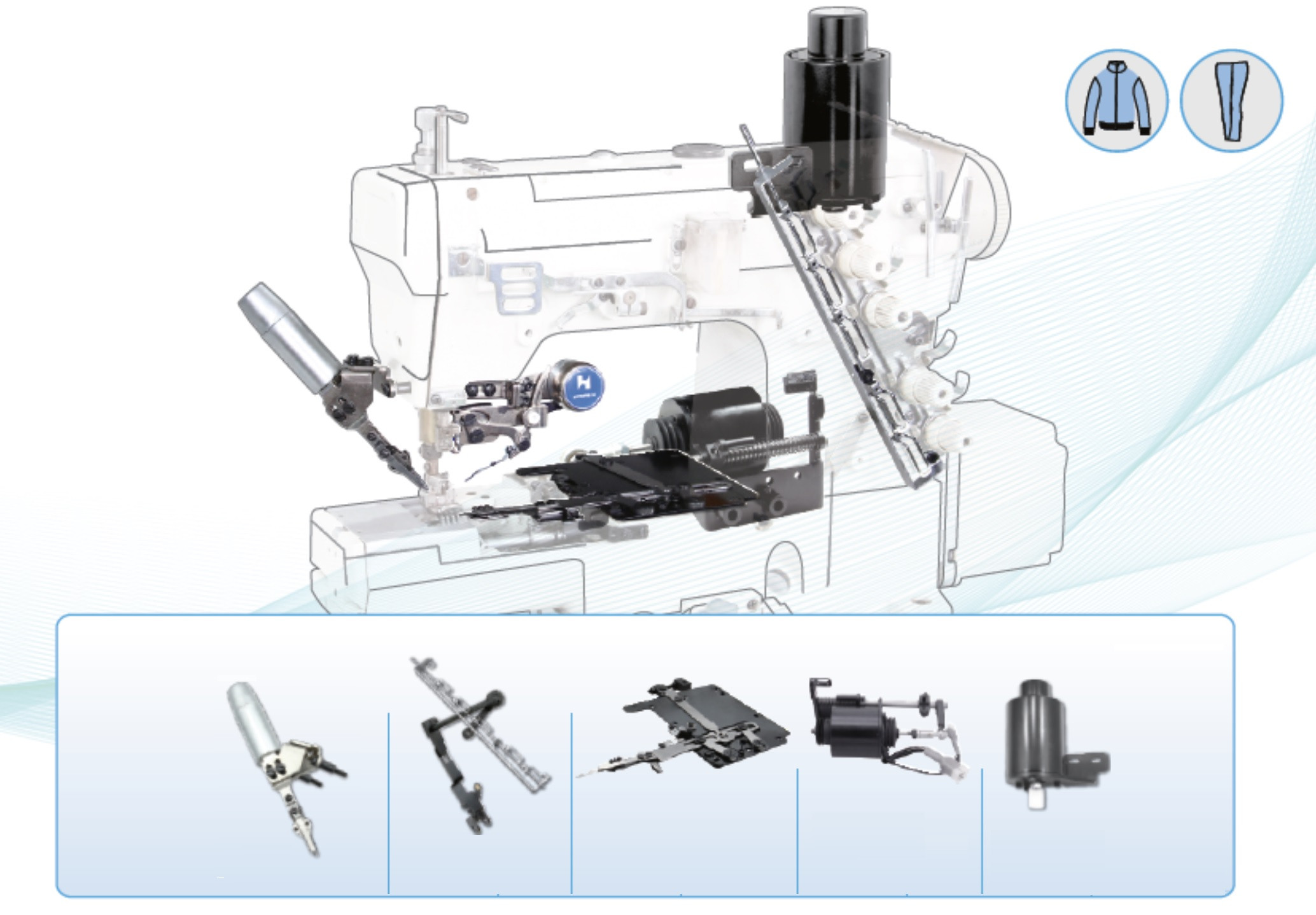 KIT (CORTAHILO - LEV. DE PRENSATELA) P/ COLLARETA PLANA WILLPEX F007K (CON MOTOR DIRECT DRIVE)